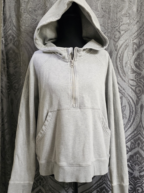 JoyLab Tops - JoyLab Light Gray Half-Zip Hooded Pullover